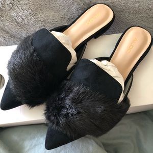 ALDO Womens Black Dorriety Faux Fur Mules - 8/38.5